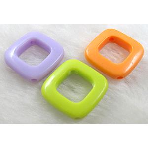 resin beads, square-ring, mixed color, 25x25mm,5mm thick,approx 640pcs [PSA039]