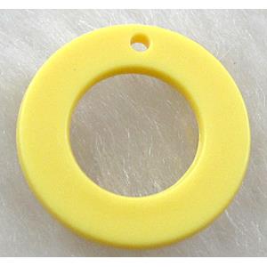 Resin Circle Pendant Yellow, 18mm dia, approx 2200pcs [PSA043C01]