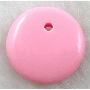 Pink Resin Coin Pendant, 15mm dia, approx 3400pcs [PSA044C01]