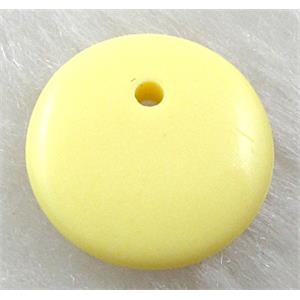 Yellow Resin Coin Pendant, 15mm dia, approx 3400pcs [PSA044C03]