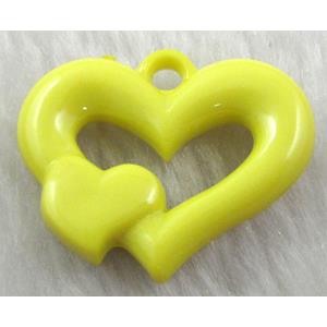 Resin Heart Pendant Yellow, 35x28mm, approx 300pcs [PSA046C02]