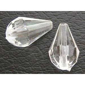 Acrylic beads, teardrop, faceted, transparent, clear, 7.5x12mm, approx 1800pcs [PSA28]