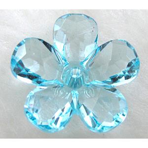 Acrylic beads flower, transparent, faceted, aqua, 22mm dia,approx 860pcs [PSAC02C01]