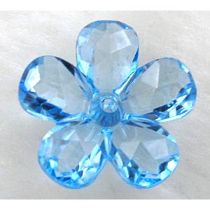 Acrylic flower beads, transparent, faceted, blue, 22mm dia,approx 860pcs [PSAC02C02]