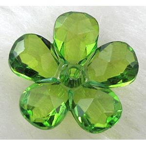 Acrylic flower beads, transparent, faceted, olive, 22mm dia,approx 860pcs [PSAC02C05]