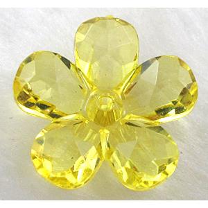 Acrylic flower beads, transparent, faceted, yellow, 22mm dia,approx 860pcs [PSAC02C07]