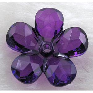 Acrylic flower beads, transparent, faceted, deep-purple, 22mm dia,approx 860pcs [PSAC02C09]