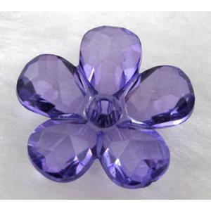 Acrylic flower beads, transparent, faceted, deep-lavender, 22mm dia,approx 860pcs [PSAC02C10]