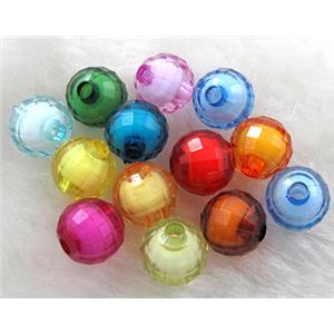Acrylic beads, faceted round, mixed color, 10mm dia, approx 1000pcs [PSAC03]