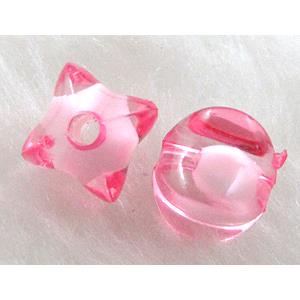 Acrylic Bead,Transparent, Pink, 9x9mm, approx 2000pcs [PSAC05C02]
