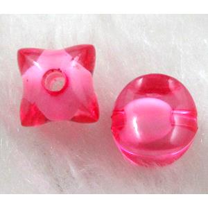 Acrylic Bead,Transparent, Hot pink, 9x9mm, approx 2000pcs [PSAC05C03]