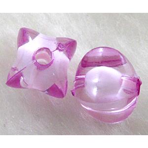 Acrylic Bead,Transparent, Purple, 9x9mm, approx 2000pcs [PSAC05C05]