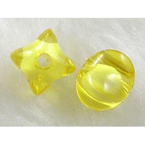 Acrylic Bead,Transparent, Yellow, 9x9mm, approx 2000pcs [PSAC05C06]