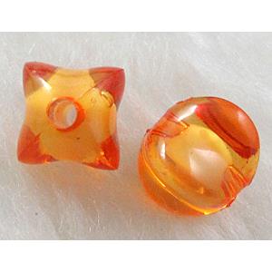 Acrylic Bead,Transparent, Orange, 9x9mm, approx 2000pcs [PSAC05C08]