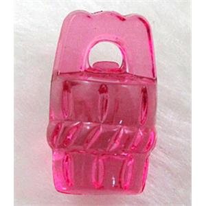 Cask Acrylic Bead,Transparent, Hot pink, 11.5x18.5mm, approx 800pcs [PSAC07C05]