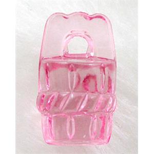 Cask Acrylic Bead,Transparent, Pink, 11.5x18.5mm, approx 800pcs [PSAC07C06]