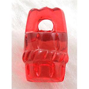 Cask Acrylic Bead,Transparent, Red, 11.5x18.5mm, approx 800pcs [PSAC07C07]