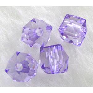 Faceted cube Acrylic Bead,Transparent, lavender, 8mm dia, approx 3700pcs [PSAC09C06]