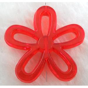 Acrylic Bead, flower, transparent, red, 40mm dia, approx 230pcs [PSAC12C06]