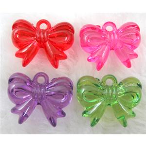 Bowknot Acrylic pendant, transparent, mixed color, 28x22mm, approx 310pcs [PSAC14]