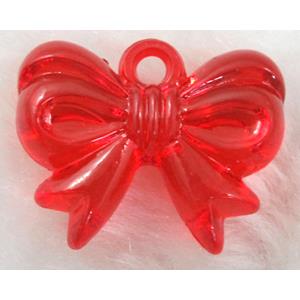 Bowknot Acrylic pendant, transparent, red, 28x22mm, approx 310pcs [PSAC14C01]