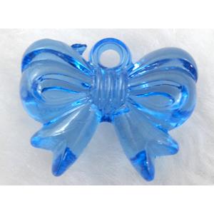 Bowknot Acrylic pendant, transparent, blue, 28x22mm, approx 310pcs [PSAC14C04]
