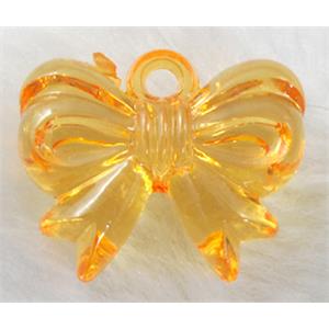 Bowknot Acrylic pendant, transparent, orange, 28x22mm, approx 310pcs [PSAC14C06]