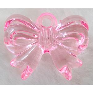 Bowknot Acrylic pendant, transparent, pink, 28x22mm, approx 310pcs [PSAC14C07]