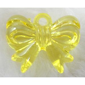 Bowknot Acrylic pendant, transparent, yellow, 28x22mm, approx 310pcs [PSAC14C08]
