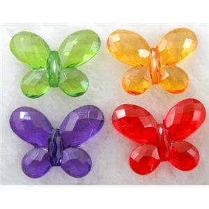 Butterfly Acrylic spacer bead, transparent, mixed color, 30x24mm, approx 560pcs [PSAC15]