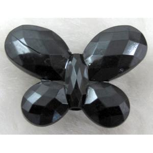 Butterfly Acrylic spacer bead, black, 30x24mm, approx 560pcs [PSAC15C02]