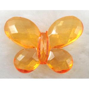 Butterfly Acrylic spacer bead, transparent, orange, 30x24mm, approx 560pcs [PSAC15C03]