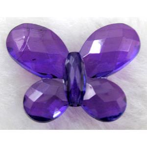 Butterfly Acrylic spacer bead, transparent, purple, 30x24mm, approx 560pcs [PSAC15C04]