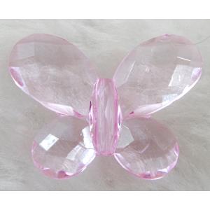 Butterfly Acrylic spacer bead, transparent, pink, 30x24mm, approx 560pcs [PSAC15C05]