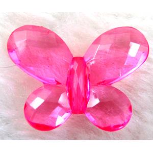 Butterfly Acrylic spacer bead, transparent, hot pink, 30x24mm, approx 560pcs [PSAC15C07]
