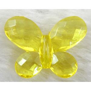 Butterfly Acrylic spacer bead, transparent, yellow, 30x24mm, approx 560pcs [PSAC15C09]