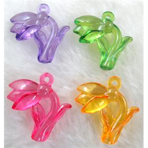 Flower Acrylic pendant, transparent, mixed color, 30x30mm, approx 500pcs [PSAC16]