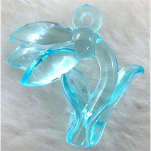 Flower Acrylic pendant, transparent, 30x30mm, approx 500pcs [PSAC16C05]