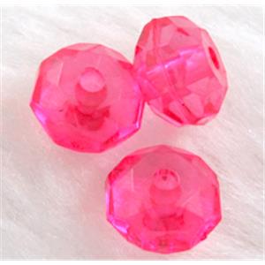 faceted rondelle Acrylic Bead, transparent, hot pink, 10mm dia [PSAC17C02-10MM]
