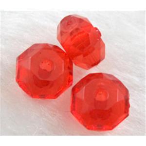 faceted rondelle Acrylic Bead, transparent, red, 8mm dia [PSAC17C07-8MM]