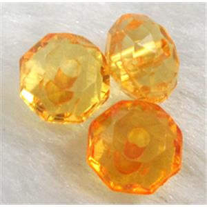faceted rondelle Acrylic Bead, transparent, orange, 10mm dia [PSAC17C11-10MM]