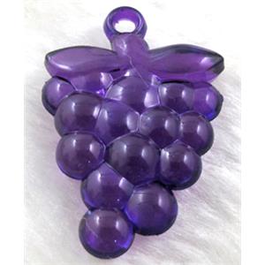 Grape Acrylic pendant, transparent, deep purple, 16x38mm,approx 270pcs [PSAC18C01]