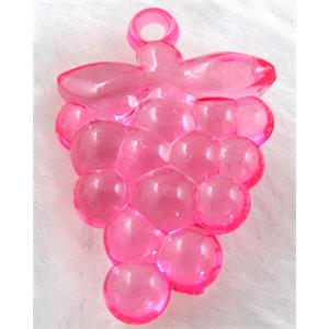 Grape Acrylic pendant, transparent, hot pink, 16x38mm,approx 270pcs [PSAC18C05]