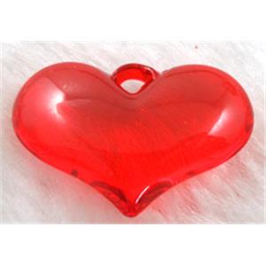 Acrylic pendant, heart, red, 28x20mm, approx 400pcs [PSAC20C01]