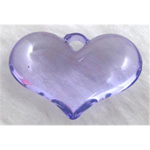 Acrylic pendant, heart, lavender, 28x20mm, approx 400pcs [PSAC20C02]