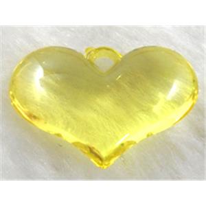 Acrylic pendant, heart, yellow, 28x20mm, approx 400pcs [PSAC20C03]