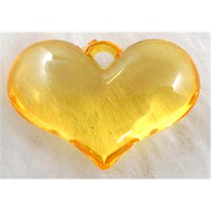Acrylic pendant, heart, golden, 28x20mm, approx 400pcs [PSAC20C07]