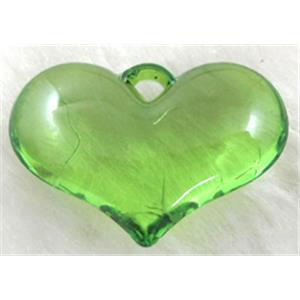 Acrylic pendant, heart, green, 28x20mm, approx 400pcs [PSAC20C08]