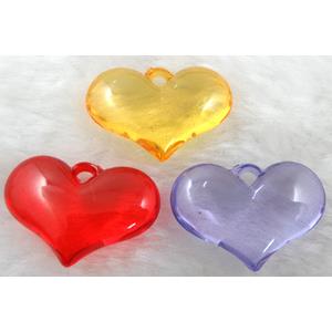 Acrylic pendant, heart, mixed color, 28x20mm, approx 400pcs [PSAC20MIX]