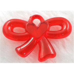 Acrylic pendant, bowknot, red, 33x22mm, approx 580pcs [PSAC21C02]
